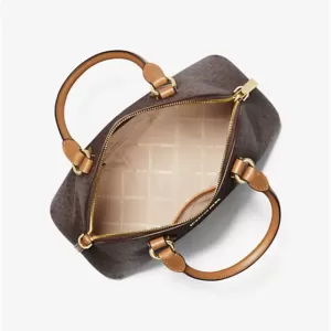 Michael Kors Veronica Medium Logo Dome Satchel Brown Acorn