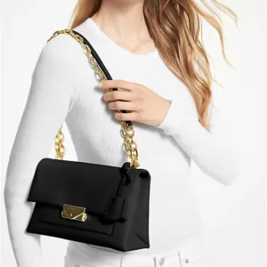 Micharl Kors Cece Medium Faux Leather Shoulder Bag Black