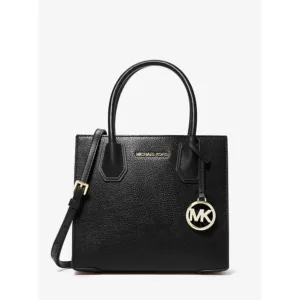 Michael Kors Mercer Medium Pebbled Leather Crossbody Bag Black