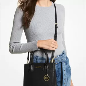 Michael Kors Mercer Medium Pebbled Leather Crossbody Bag Black