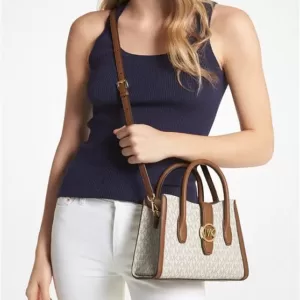 Michael Kors Gabby Small Logo Satchel Vanilla