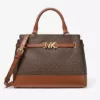 Michael Kors Reed Large Logo Belted Satchel Brown