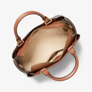 Michael Kors Reed Large Logo Belted Satchel Brown