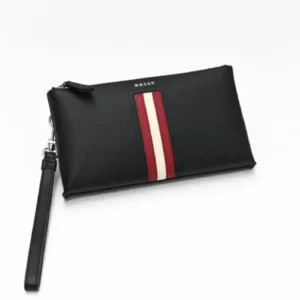 Bally Teryer Handle Pouch Black Red