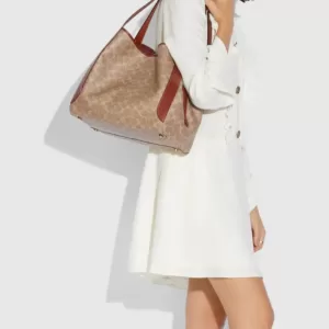 tas bahu wanita asli Coach Hadley Hobo In Signature Canvas