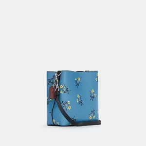 Coach Mini Town Bucket Bag With Floral Bow Print Blue Multi