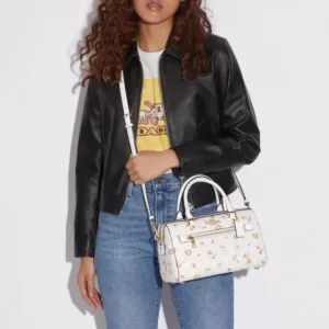 Coach Rowan Satchel In Signature Canvas With Mystical Floral Print Chalk Multi