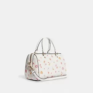 Coach Rowan Satchel In Signature Canvas With Mystical Floral Print Chalk Multi