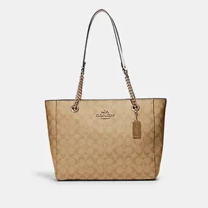 Cammie Chain Tote In Signature Canvas Light Khaki Chalk