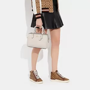 Rowan Satchel With Signature Canvas Detail Chalk