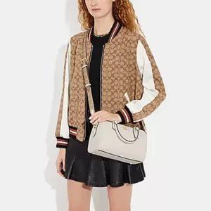 Rowan Satchel With Signature Canvas Detail Chalk