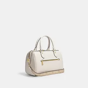 Rowan Satchel With Signature Canvas Detail Chalk