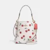 Coach Mollie Bucket 22 With Heart Cherry Print Chalk Multi