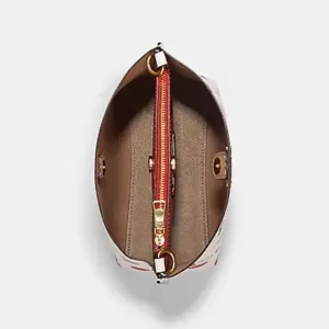 Coach Mollie Bucket 22 With Heart Cherry Print Chalk Multi