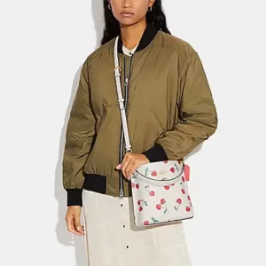 Coach Mollie Bucket 22 With Heart Cherry Print Chalk Multi