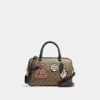 Coach Disney X Coach Rowan Satchel In Signature Canvas With Patches Khaki Multi