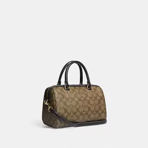 Coach Disney X Coach Rowan Satchel In Signature Canvas With Patches Khaki Multi