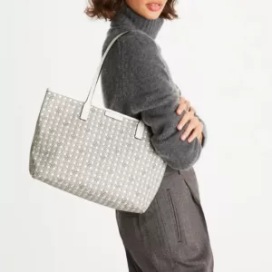 tas bahu wanita original Tory Burch Ever-Ready Coated Canvas Zip Small Tote Bag