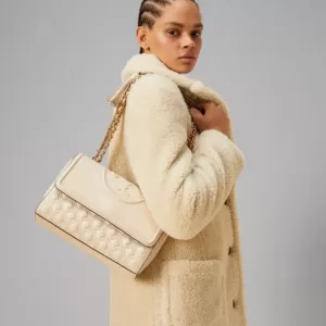 tas wanita orignal Tory Burch Fleming Convertible Shoulder Bag New Cream