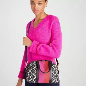 Faye Spade Flower Jacquard Medium Satchel Cream Multi