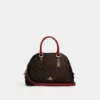 coach Katy Satchel In Signature Canvas Brown Red