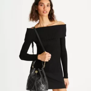 tas kulit asli wanita Tory Burch Large Fleming Soft Bucket Bag