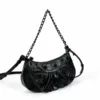 Balenciaga Le Cagole Croco Embossed Mini Chain Bag All Black