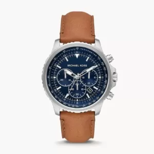 jam tangan pria Michael Kors Cortlandt Chronograph Luggage Leather Watch