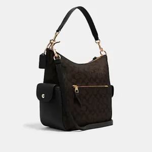 Coach Pennie Shoulder Bag In Signature Canvas Brown Black