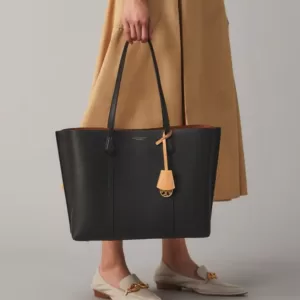 tas tenteng kulit asli wanita Tory Burch Perry Triple-Compartment Tote Bag
