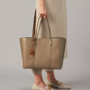 tas tenteng kulit asli wanita Tory Burch Perry Triple-Compartment Tote Bag