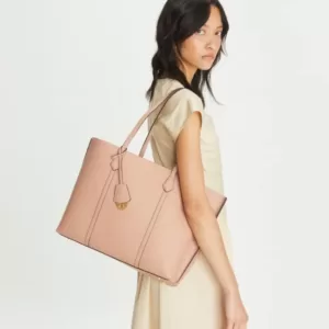 tas tenteng kulit asli wanita Tory Burch Perry Triple-Compartment Tote Bag