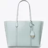 tas tenteng kulit asli wanita Tory Burch Perry Triple-Compartment Tote Bag