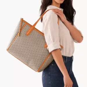 Fossil Sydney Tote Taupe Orange