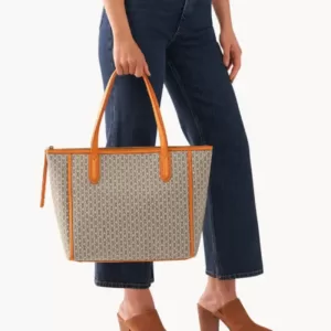 Fossil Sydney Tote Taupe Orange