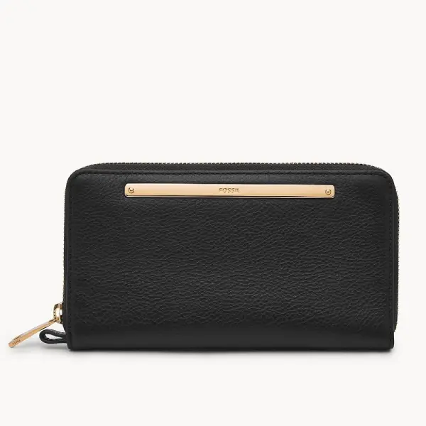 Liza Zip Around Clutch Black