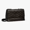 tas bahu wanita kulit asli Tory Burch Small Kira Chevron Convertible Shoulder Bag Black