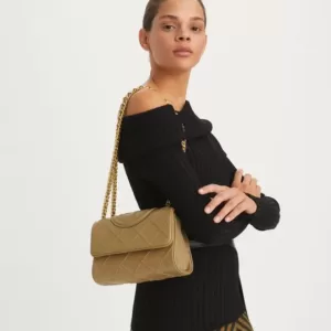 tas bahu wanita kulit asli Tory Burch Small Fleming Soft Convertible Shoulder Bag