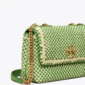 tas shoulder bag wanita Tory Burch Small Kira Woven Chevron Convertible Shoulder Bag Monstera
