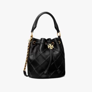 tas bahu wanita kulit asli Tory Burch Small Fleming Soft Bucket Bag