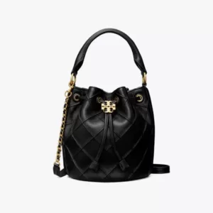 tas bahu wanita kulit asli Tory Burch Small Fleming Soft Bucket Bag