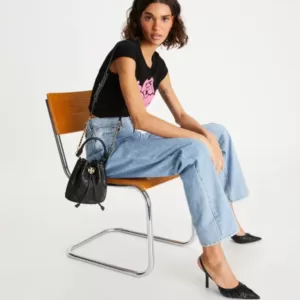 tas bahu wanita kulit asli Tory Burch Small Fleming Soft Bucket Bag