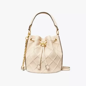 tas bahu wanita kulit asli Tory Burch Small Fleming Soft Bucket Bag