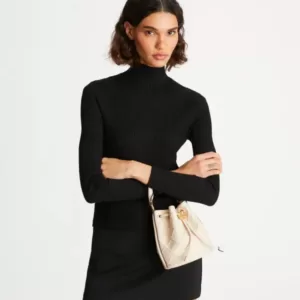 tas bahu wanita kulit asli Tory Burch Small Fleming Soft Bucket Bag