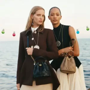 tas bahu wanita kulit asli Tory Burch Small Fleming Soft Bucket Bag