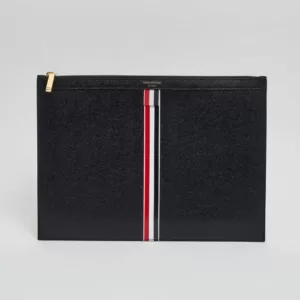 clutch pria Thom Browne Vertical Stripe Clutch Leather Black