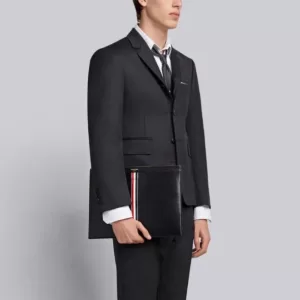 clutch pria Thom Browne Vertical Stripe Clutch Leather Black
