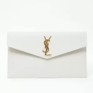 ysl Uptown Small Pouch Blanc Vintage Grained Ghw