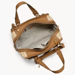 Tas wanita asli Fossil Brooke Satchel Natural
