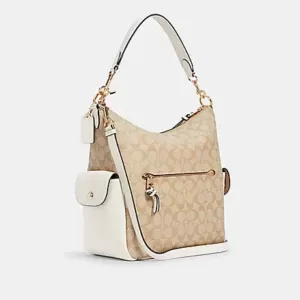 Coach Pennie Shoulder Bag In Signature Canvas Light Khaki Chalk